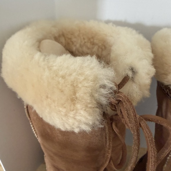 UGG women's 9 Ultimate Cuff BOOTS Chestnut Brown Tall Shearling Lined  5273 - Picture 4 of 16
